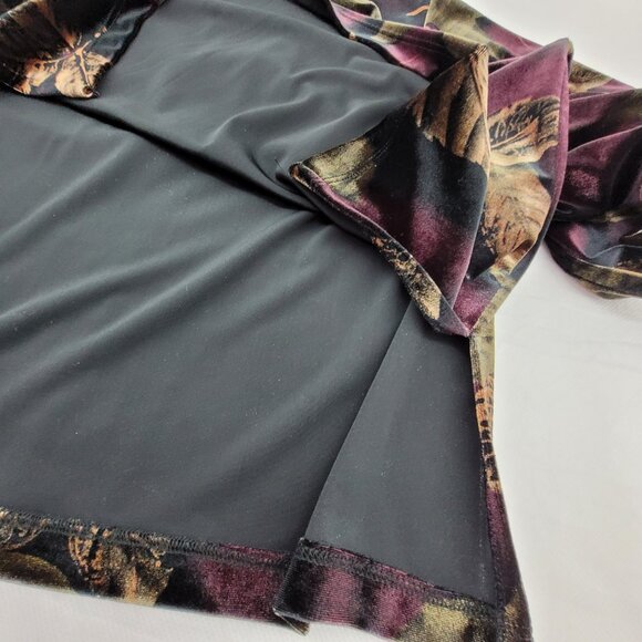 VTG Impressions Top Women's L Purple Eggplant Green Leaves Tunic Long Sleeve - Picture 11 of 13